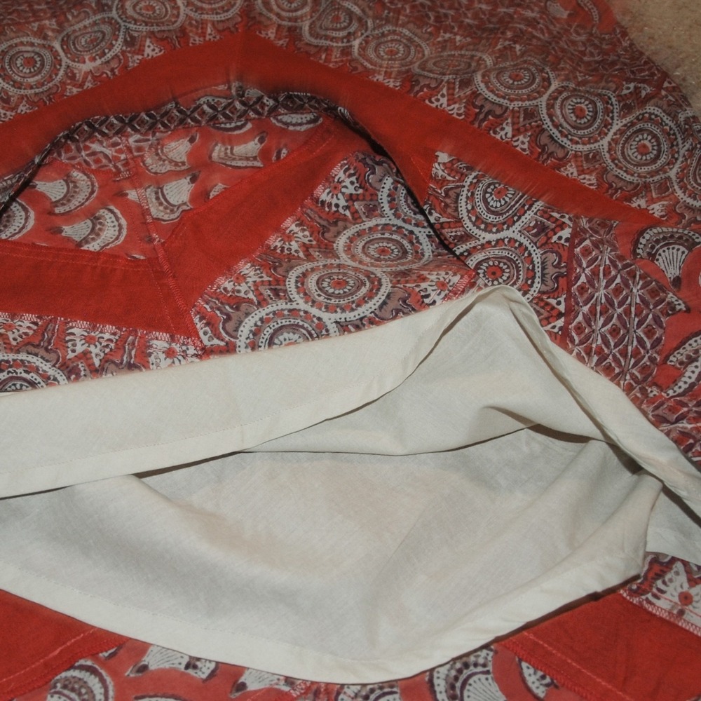ANOKHI Women's Medium Lined Skirt 100% Cotton Rust Boho Hippie Chic - Picture 7 of 10